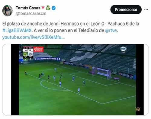 Tuit sobre el gol de Jenni Hermoso